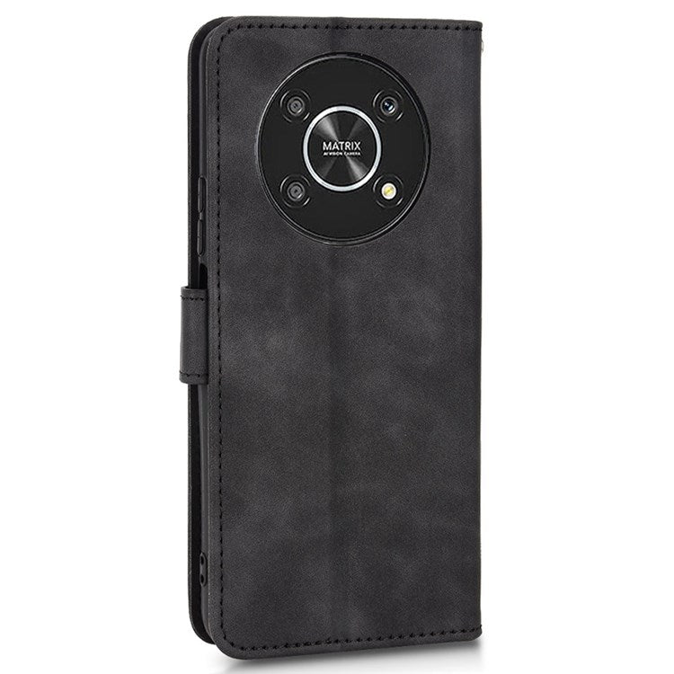 For Honor X9 5G/X30/Magic4 Lite 5G PU Leather Stand Flip Cover Skin-touch Feeling Shockproof TPU Inner Shell Wallet Phone Case - Black