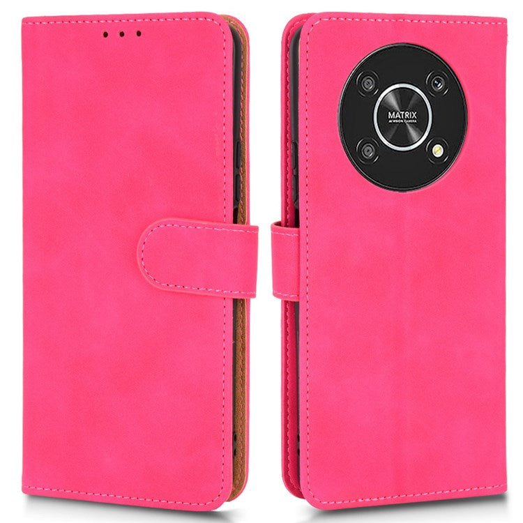 For Honor X9 5G/X30/Magic4 Lite 5G PU Leather Stand Flip Cover Skin-touch Feeling Shockproof TPU Inner Shell Wallet Phone Case - Rose