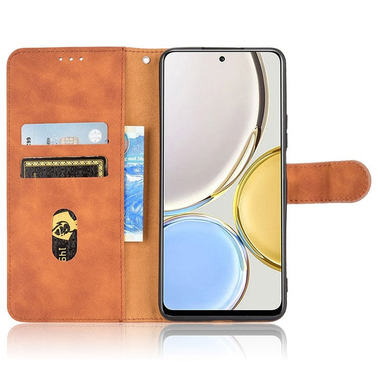 For Honor X9 5G/X30/Magic4 Lite 5G PU Leather Stand Flip Cover Skin-touch Feeling Shockproof TPU Inner Shell Wallet Phone Case - Brown