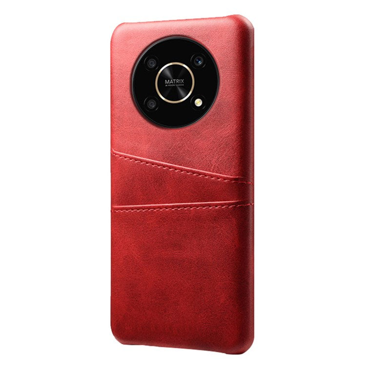 For Honor X30/Magic4 Lite 5G/X9 4G/5G Phone Case with Two Card Slots Wear-resistant PU Leather Coated Hard PC Protector Cover - Red