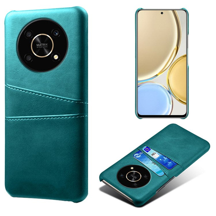 For Honor X30/Magic4 Lite 5G/X9 4G/5G Phone Case with Two Card Slots Wear-resistant PU Leather Coated Hard PC Protector Cover - Green