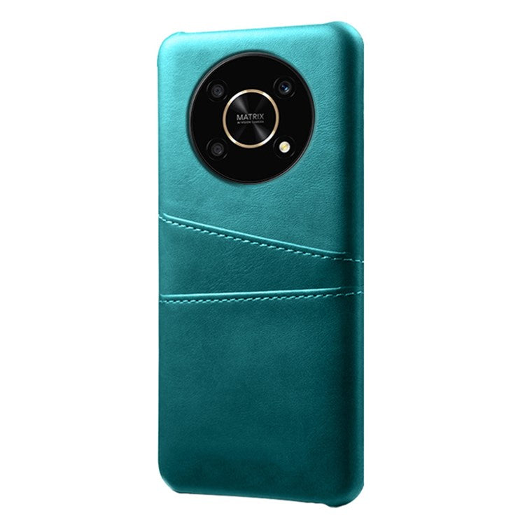 For Honor X30/Magic4 Lite 5G/X9 4G/5G Phone Case with Two Card Slots Wear-resistant PU Leather Coated Hard PC Protector Cover - Green