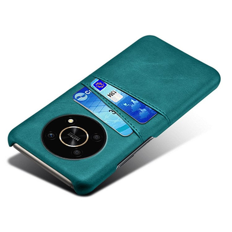 For Honor X30/Magic4 Lite 5G/X9 4G/5G Phone Case with Two Card Slots Wear-resistant PU Leather Coated Hard PC Protector Cover - Green