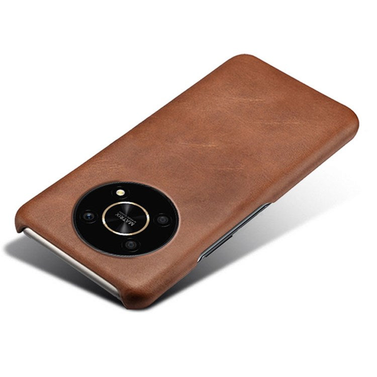 For Honor X30/Magic4 Lite 5G/X9 5G/X9 4G Slim Thin Phone Cover Scratch-resistant Textured PU Leather Coated PC Phone Case - Brown
