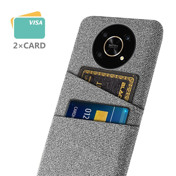 For Honor Magic4 Lite 5G/X30/X9 4G/X9 5G Dual Card Slots Cloth + PC Back Case Cloth Texture Protective Phone Cover - Light Grey