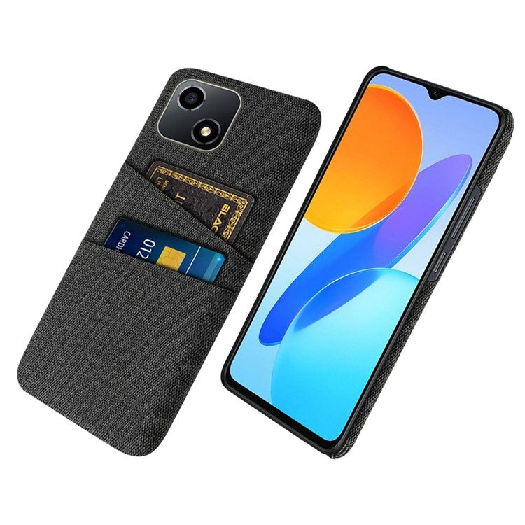 For Honor Play 30 5G Anti-scratch Phone Case Cloth Texture Shockproof Dual Card Slots PC Protective Cover - Black