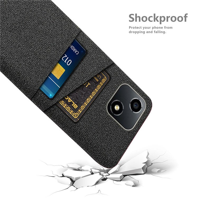 For Honor Play 30 5G Anti-scratch Phone Case Cloth Texture Shockproof Dual Card Slots PC Protective Cover - Black