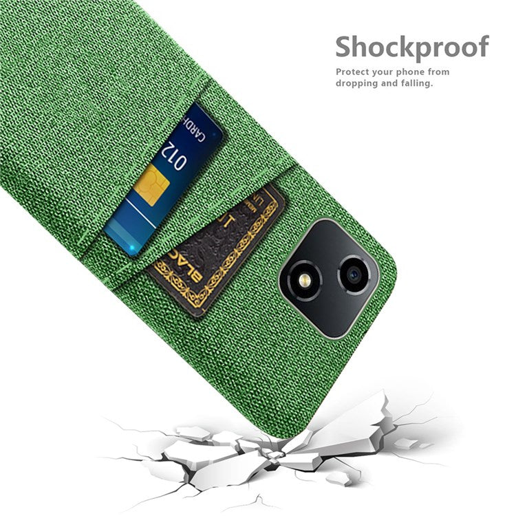 For Honor Play 30 5G Anti-scratch Phone Case Cloth Texture Shockproof Dual Card Slots PC Protective Cover - Green