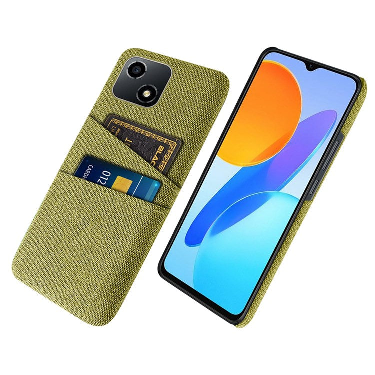 For Honor Play 30 5G Anti-scratch Phone Case Cloth Texture Shockproof Dual Card Slots PC Protective Cover - Yellow