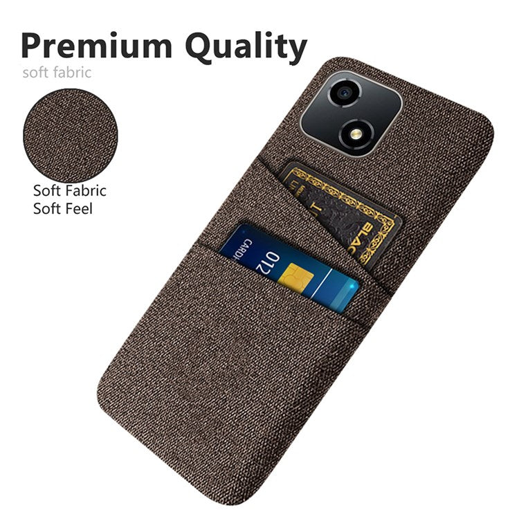 For Honor Play 30 5G Anti-scratch Phone Case Cloth Texture Shockproof Dual Card Slots PC Protective Cover - Brown