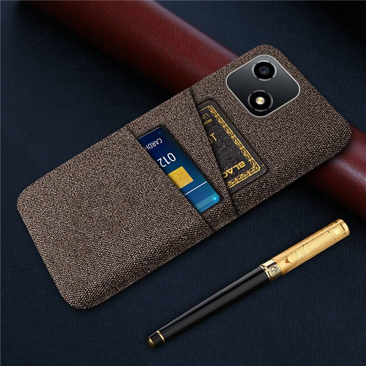 For Honor Play 30 5G Anti-scratch Phone Case Cloth Texture Shockproof Dual Card Slots PC Protective Cover - Brown