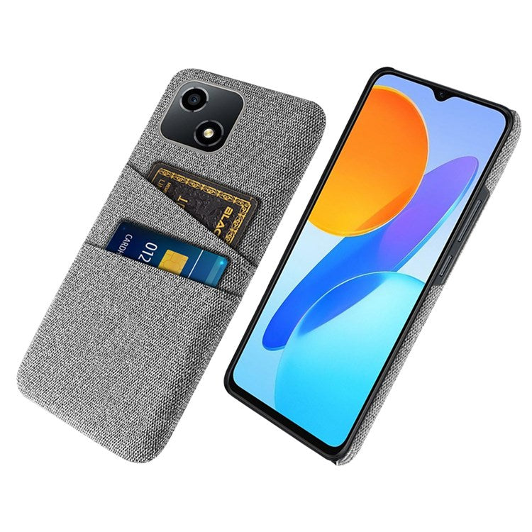 For Honor Play 30 5G Anti-scratch Phone Case Cloth Texture Shockproof Dual Card Slots PC Protective Cover - Light Grey