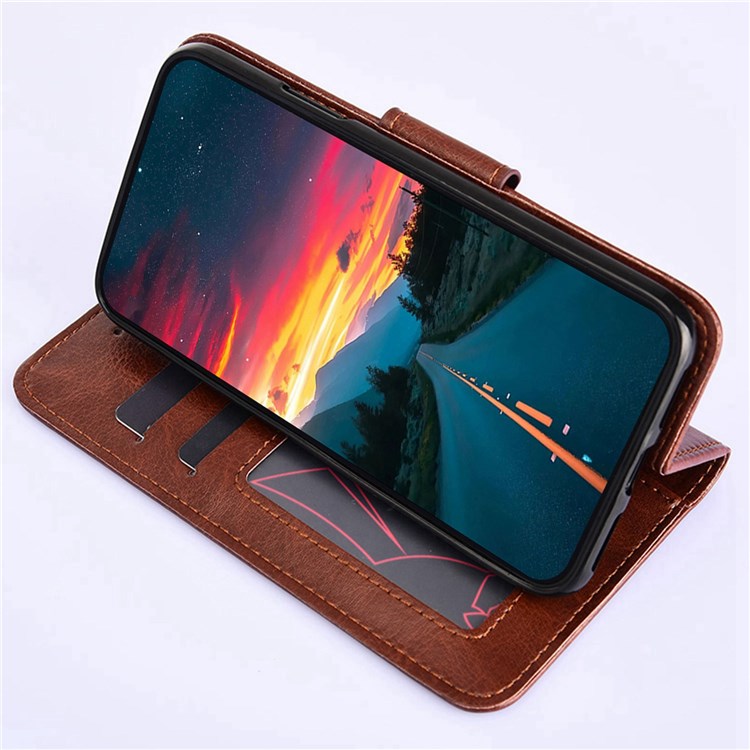 For Honor 70 5G Anti-fall PU Leather Wallet Case Stand Function Magnetic Closure Shockproof Flip Folio Cover - Black