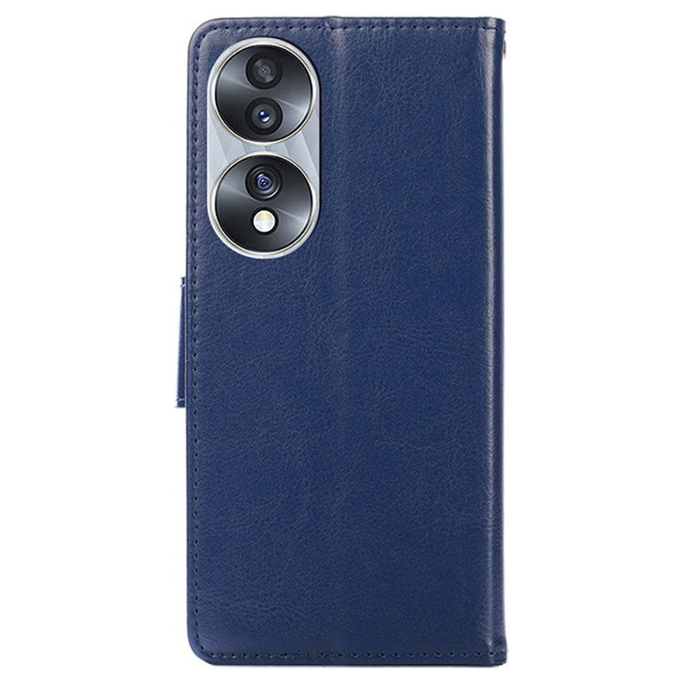 For Honor 70 5G Anti-fall PU Leather Wallet Case Stand Function Magnetic Closure Shockproof Flip Folio Cover - Sapphire