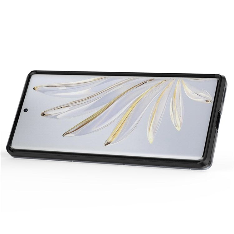 For Honor 70 5G TPU+PC Anti-fall Protective Phone Case Military Grade Armor Ring Holder Kickstand Back Shell - Blue