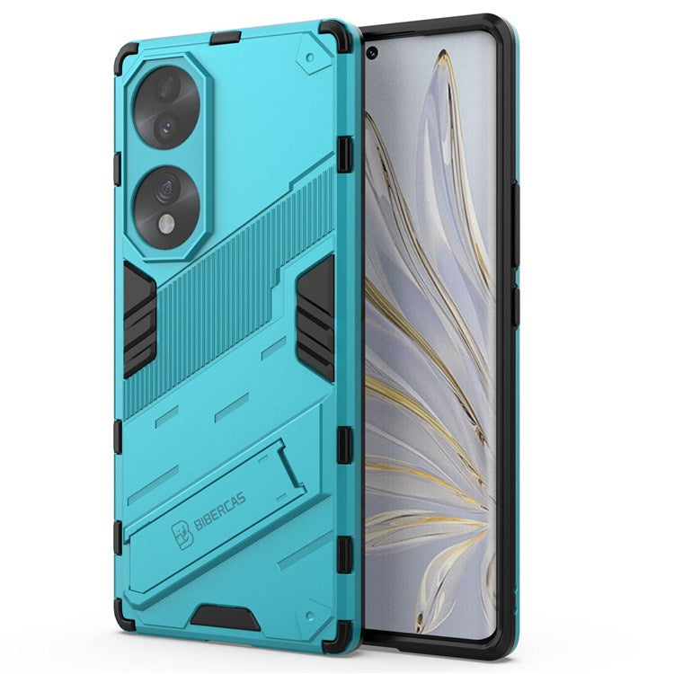 For Honor 70 5G Wear-resistant TPU+PC Shock Absorption Cover Kickstand Phone Case Protector - Baby Blue