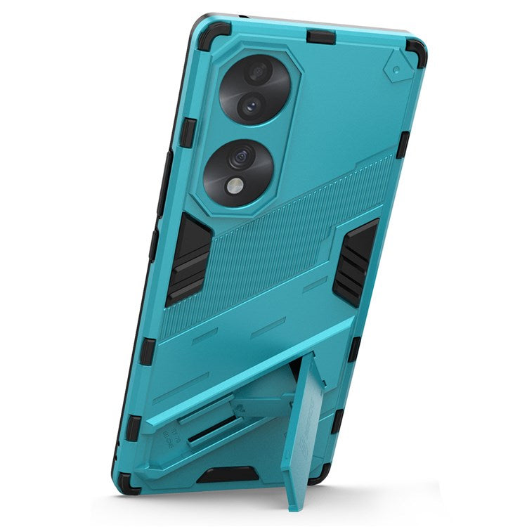 For Honor 70 5G Wear-resistant TPU+PC Shock Absorption Cover Kickstand Phone Case Protector - Baby Blue