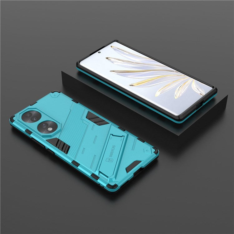 For Honor 70 5G Wear-resistant TPU+PC Shock Absorption Cover Kickstand Phone Case Protector - Baby Blue