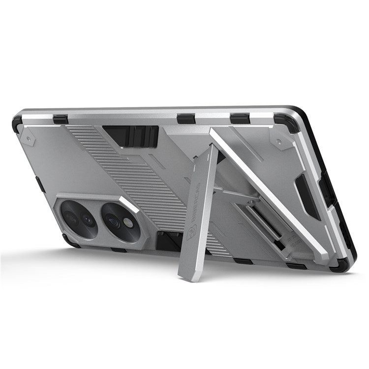 For Honor 70 5G Wear-resistant TPU+PC Shock Absorption Cover Kickstand Phone Case Protector - White