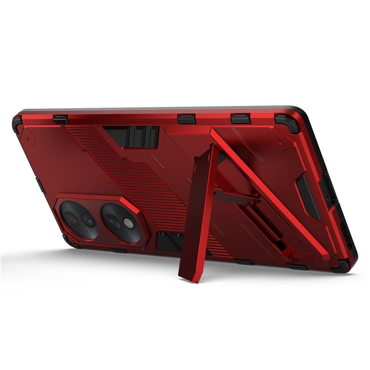 For Honor 70 5G Wear-resistant TPU+PC Shock Absorption Cover Kickstand Phone Case Protector - Red