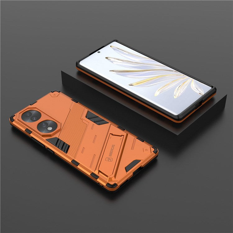 For Honor 70 5G Wear-resistant TPU+PC Shock Absorption Cover Kickstand Phone Case Protector - Orange
