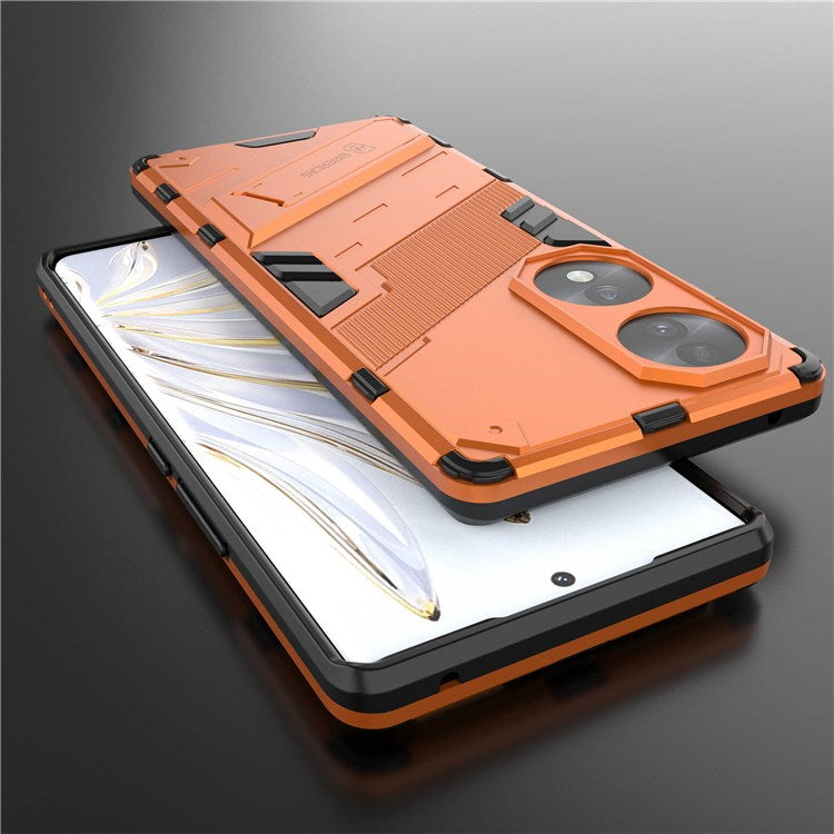 For Honor 70 5G Wear-resistant TPU+PC Shock Absorption Cover Kickstand Phone Case Protector - Orange