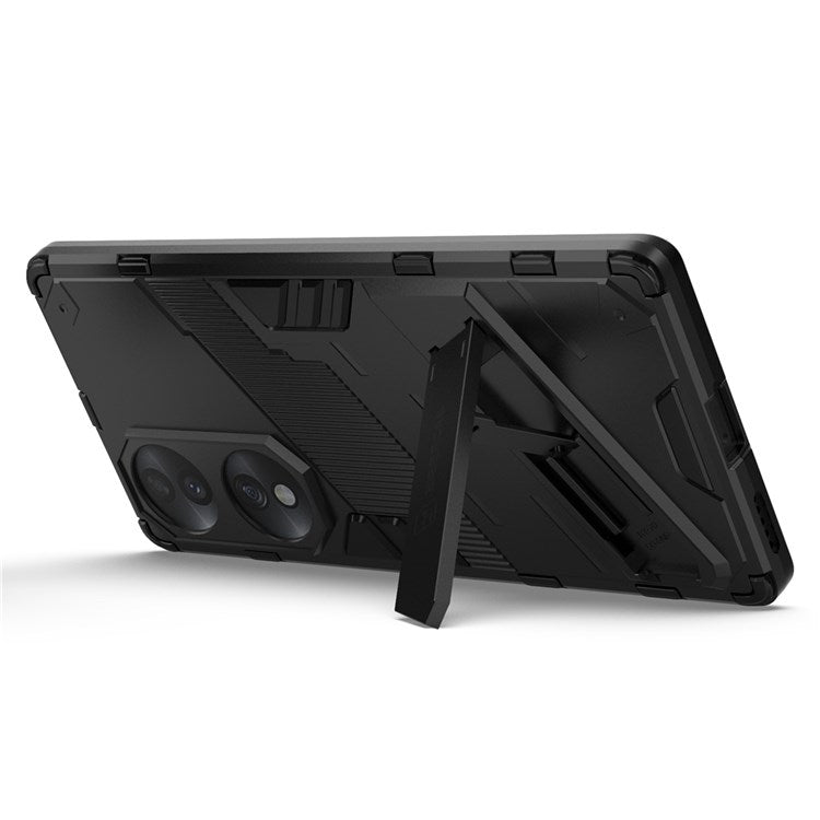For Honor 70 5G Wear-resistant TPU+PC Shock Absorption Cover Kickstand Phone Case Protector - Black