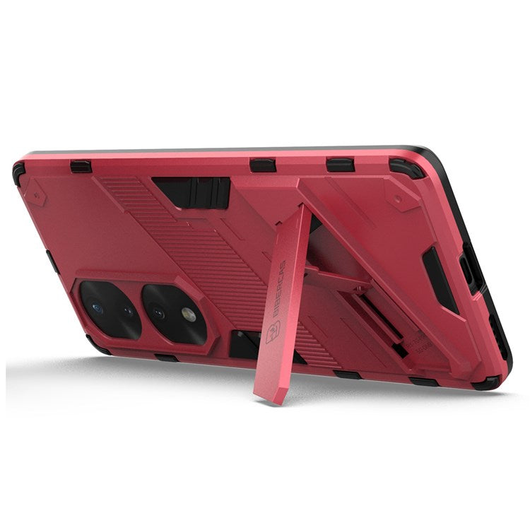 For Honor 70 Pro 5G Shock Absorption Drop-proof TPU+PC Cover Kickstand Anti-scratch Cell Phone Case - Rose