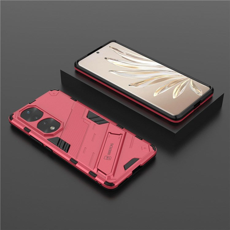 For Honor 70 Pro 5G Shock Absorption Drop-proof TPU+PC Cover Kickstand Anti-scratch Cell Phone Case - Rose