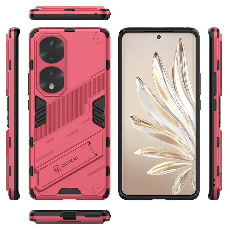 For Honor 70 Pro 5G Shock Absorption Drop-proof TPU+PC Cover Kickstand Anti-scratch Cell Phone Case - Rose