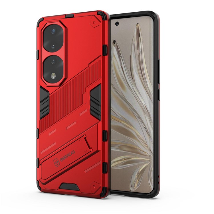 For Honor 70 Pro 5G Shock Absorption Drop-proof TPU+PC Cover Kickstand Anti-scratch Cell Phone Case - Red