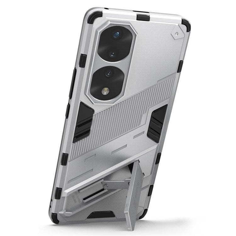 For Honor 70 Pro 5G Shock Absorption Drop-proof TPU+PC Cover Kickstand Anti-scratch Cell Phone Case - White