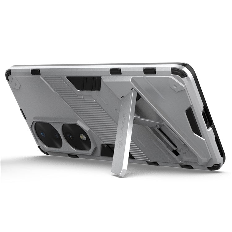 For Honor 70 Pro 5G Shock Absorption Drop-proof TPU+PC Cover Kickstand Anti-scratch Cell Phone Case - White
