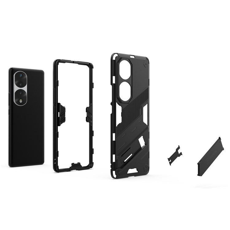 For Honor 70 Pro 5G Shock Absorption Drop-proof TPU+PC Cover Kickstand Anti-scratch Cell Phone Case - White