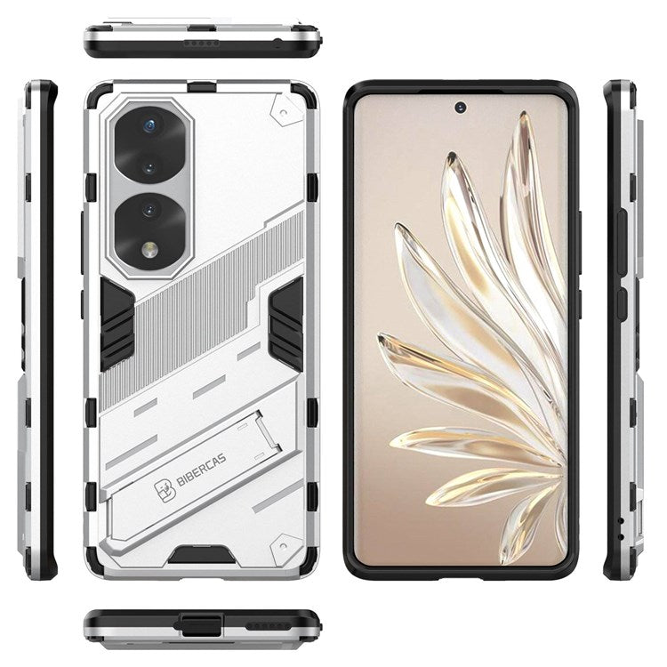 For Honor 70 Pro 5G Shock Absorption Drop-proof TPU+PC Cover Kickstand Anti-scratch Cell Phone Case - White