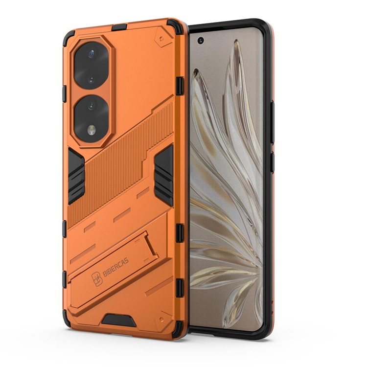For Honor 70 Pro 5G Shock Absorption Drop-proof TPU+PC Cover Kickstand Anti-scratch Cell Phone Case - Orange