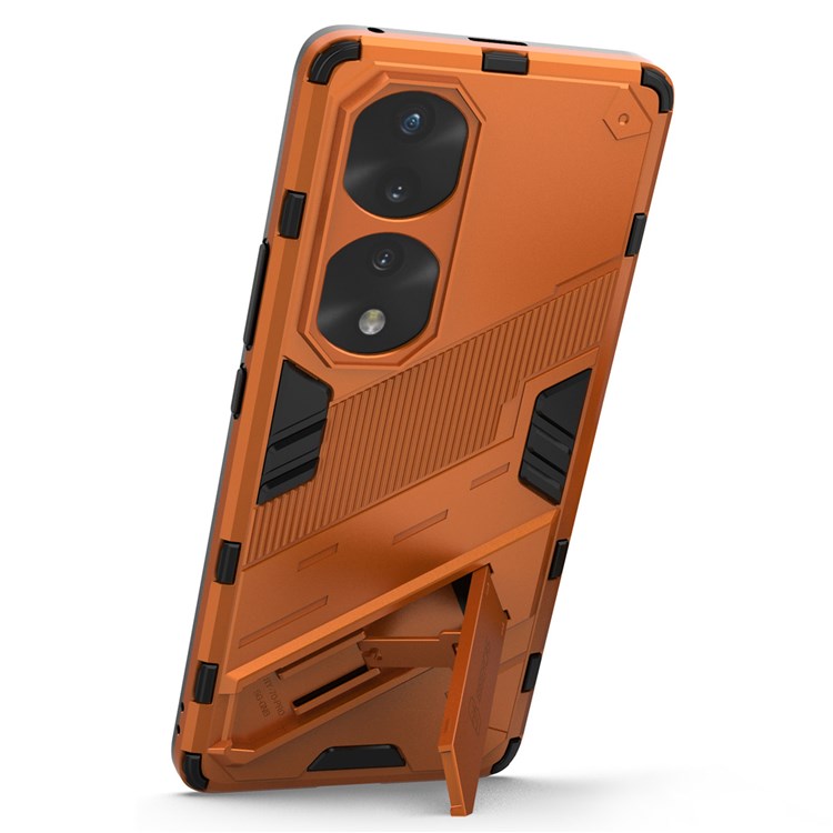 For Honor 70 Pro 5G Shock Absorption Drop-proof TPU+PC Cover Kickstand Anti-scratch Cell Phone Case - Orange