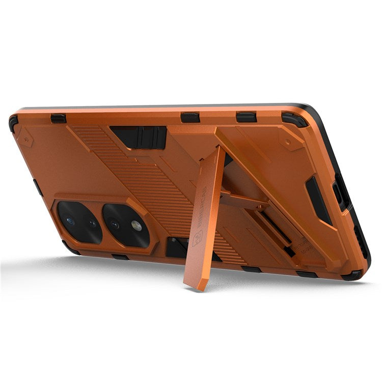 For Honor 70 Pro 5G Shock Absorption Drop-proof TPU+PC Cover Kickstand Anti-scratch Cell Phone Case - Orange