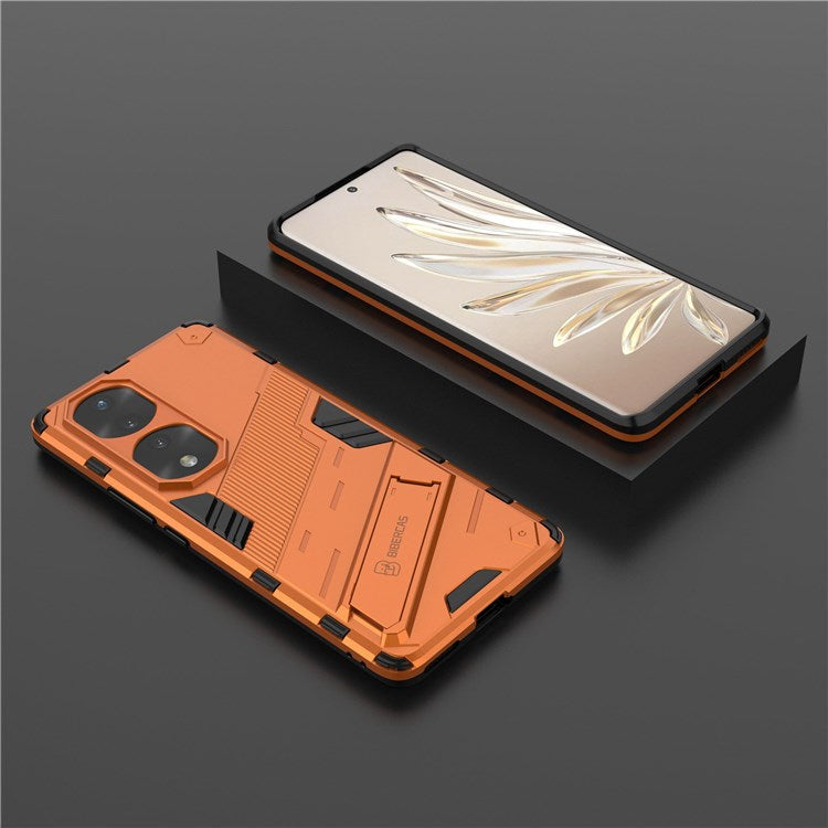 For Honor 70 Pro 5G Shock Absorption Drop-proof TPU+PC Cover Kickstand Anti-scratch Cell Phone Case - Orange