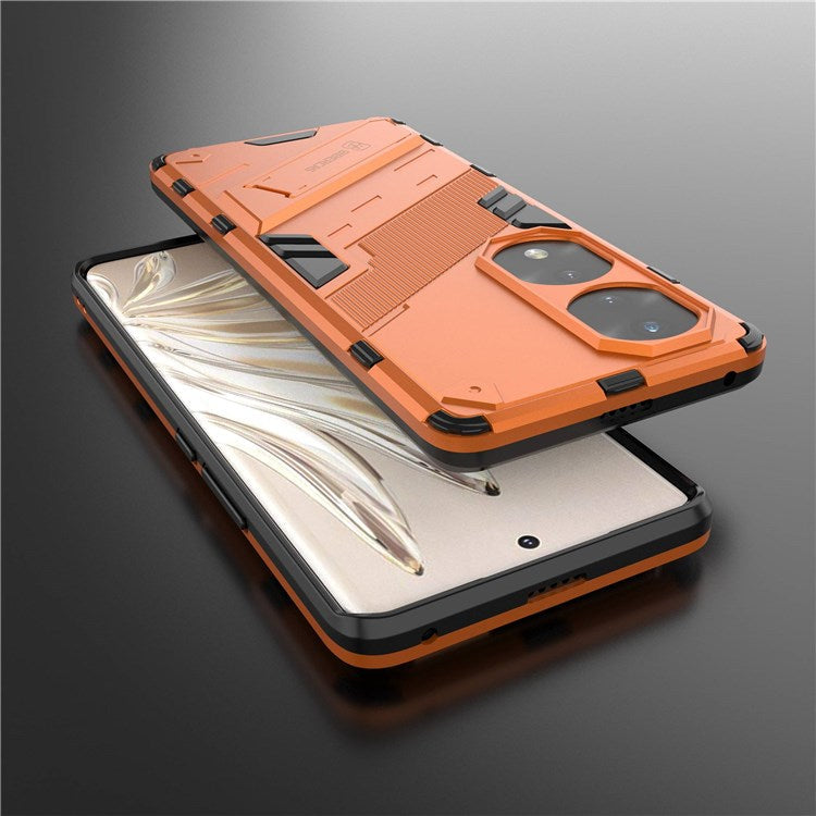 For Honor 70 Pro 5G Shock Absorption Drop-proof TPU+PC Cover Kickstand Anti-scratch Cell Phone Case - Orange