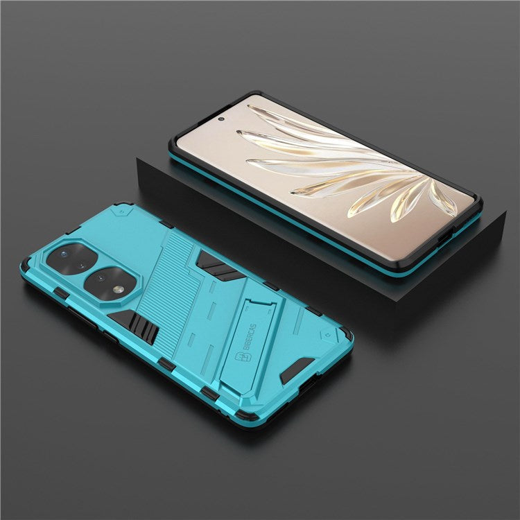 For Honor 70 Pro 5G Shock Absorption Drop-proof TPU+PC Cover Kickstand Anti-scratch Cell Phone Case - Baby Blue