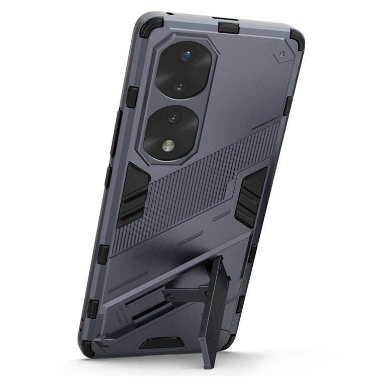For Honor 70 Pro 5G Shock Absorption Drop-proof TPU+PC Cover Kickstand Anti-scratch Cell Phone Case - Dark Blue