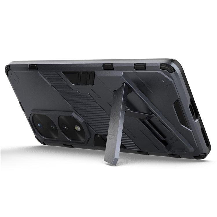 For Honor 70 Pro 5G Shock Absorption Drop-proof TPU+PC Cover Kickstand Anti-scratch Cell Phone Case - Dark Blue