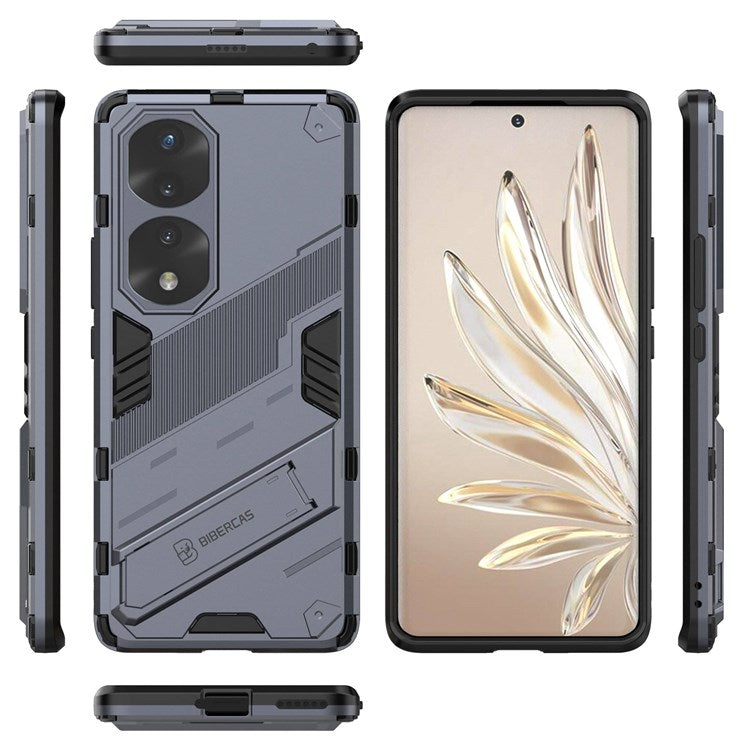 For Honor 70 Pro 5G Shock Absorption Drop-proof TPU+PC Cover Kickstand Anti-scratch Cell Phone Case - Dark Blue