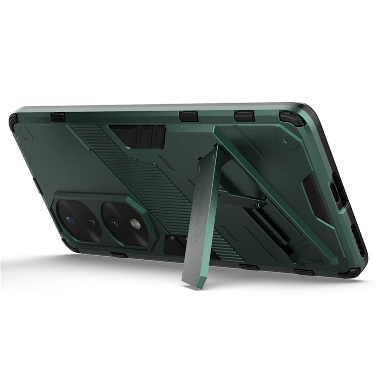 For Honor 70 Pro 5G Shock Absorption Drop-proof TPU+PC Cover Kickstand Anti-scratch Cell Phone Case - Green