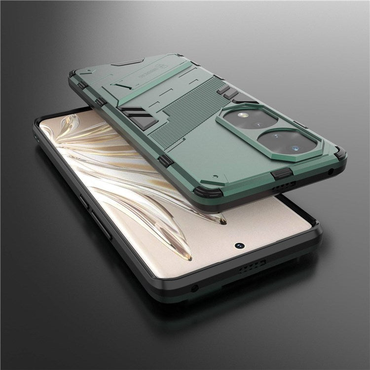 For Honor 70 Pro 5G Shock Absorption Drop-proof TPU+PC Cover Kickstand Anti-scratch Cell Phone Case - Green