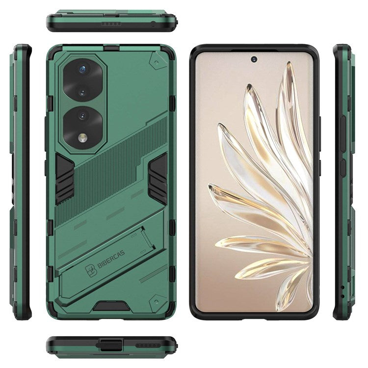 For Honor 70 Pro 5G Shock Absorption Drop-proof TPU+PC Cover Kickstand Anti-scratch Cell Phone Case - Green