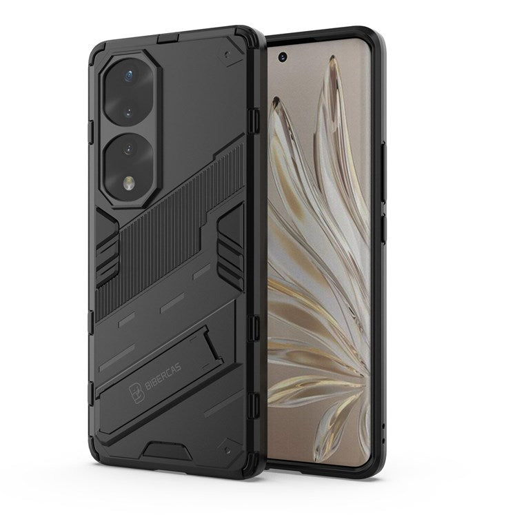 For Honor 70 Pro 5G Shock Absorption Drop-proof TPU+PC Cover Kickstand Anti-scratch Cell Phone Case - Black