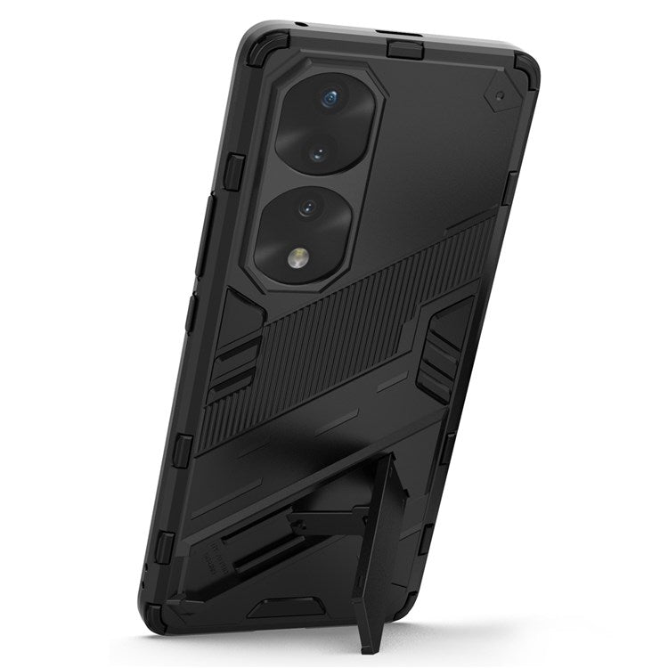 For Honor 70 Pro 5G Shock Absorption Drop-proof TPU+PC Cover Kickstand Anti-scratch Cell Phone Case - Black