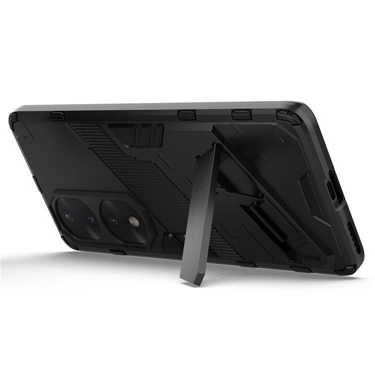 For Honor 70 Pro 5G Shock Absorption Drop-proof TPU+PC Cover Kickstand Anti-scratch Cell Phone Case - Black